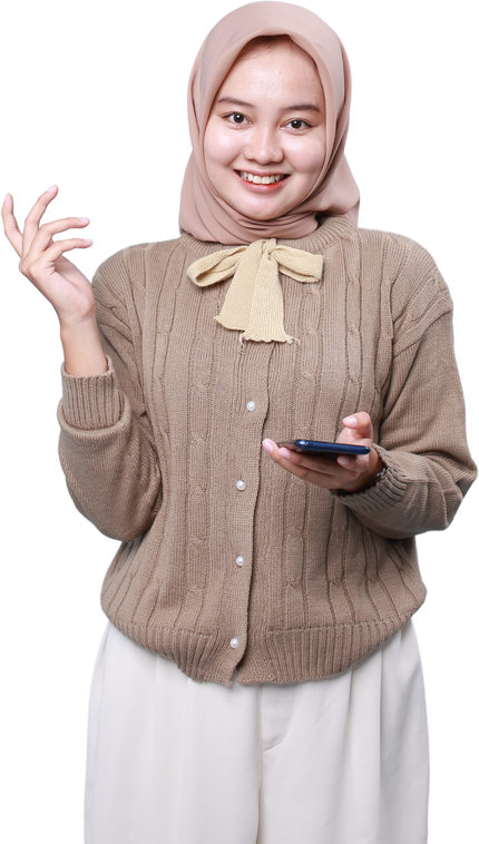 hijab women with phone